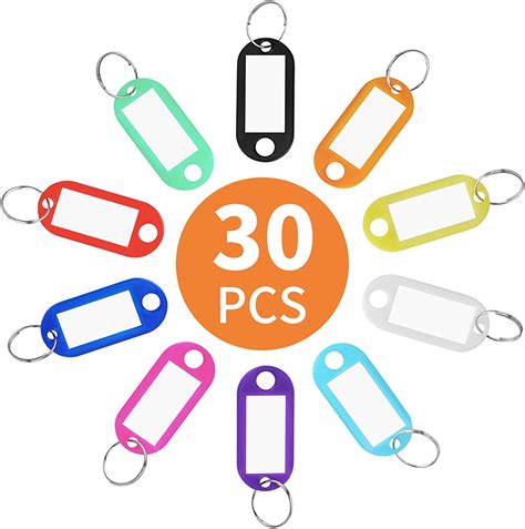 Buy Cuttte 30 Pack Plastic Key Tags, Key Labels with Ring and Label ...