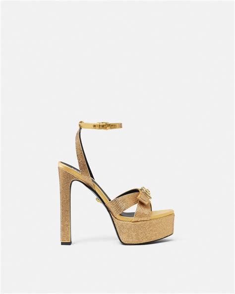 Gianni Ribbon sandalias de satén adornadas, 140 mm Verde | VERSACE