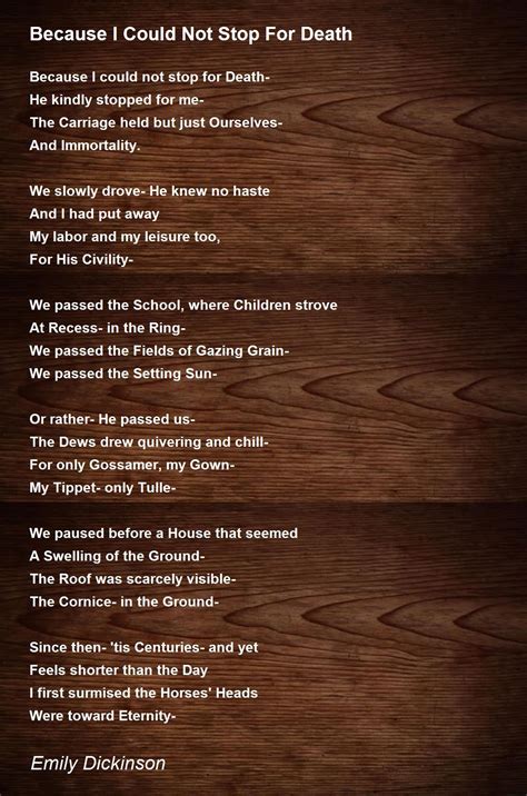 Emily Dickinson Because I Could Not Stop For Death A Because I Could