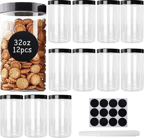 Amazon.com: Suclain 6 Pack 32 oz Plastic Mason Jars with Lids Large ...