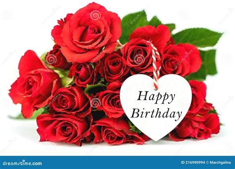 Beautiful Red Roses. Happy Birthday Greeting Card with Flowers Stock ...