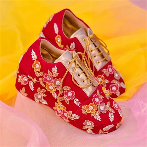 Dream Shoes | Multicolour Velvet Wedding Sneakers Wedges – aroundalways