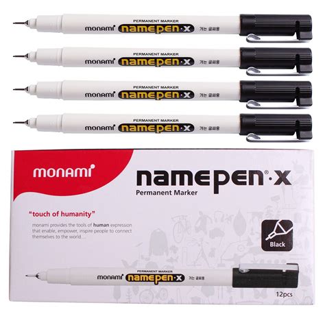 Monami Name Pen X Fine/thin Permanent Marker Black Dozen Box (12pcs ...