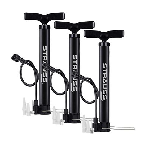 Strauss Bicycle Air Pump with Needle & Dual Valve | Portable Pump with ...
