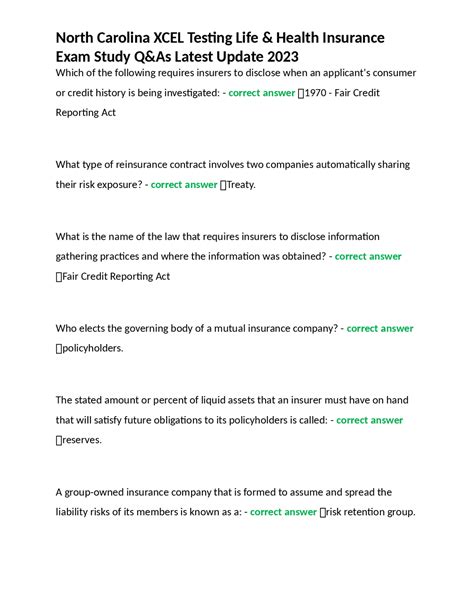 North Carolina XCEL Testing Life & Health Insurance Exam Study Q&As ...