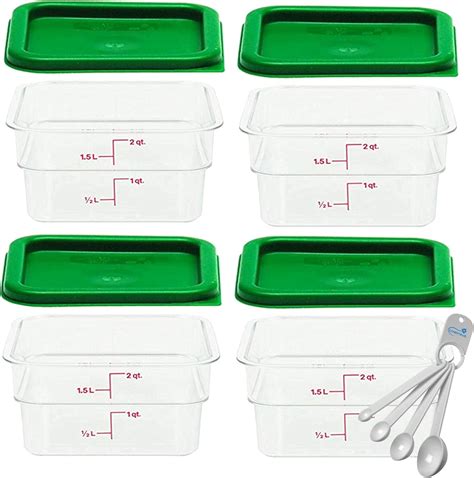 Cambro Polycarbonate Square 2 Quart Food Storage Container, 4 Pack ...