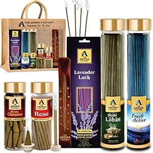 The Aroma Factory Royal Giftpack (Loban & Fresh Active Agarbatti, Rose ...