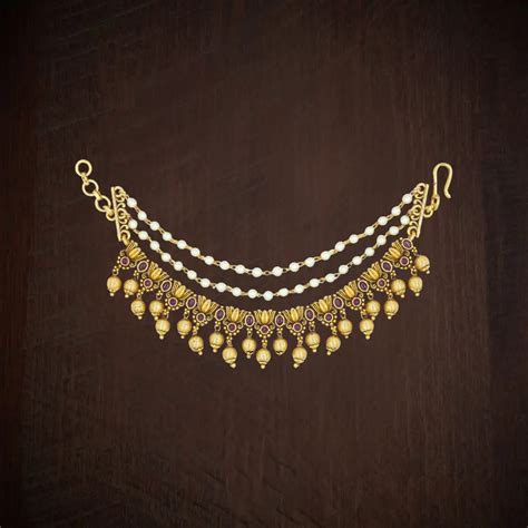 Graceful Lotus Design Gold-Plated Ear Chain – South Temple Jewellery