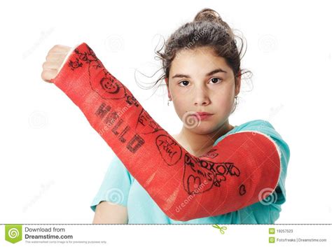 Girl with plaster bandage stock image. Image of accident - 19257523