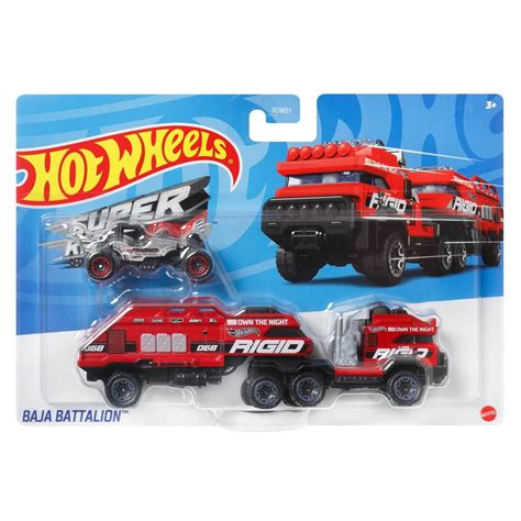 Buy Hot Wheels Super Rigs Baja Battalion With 1 Hot Wheels 1:64 Scale ...