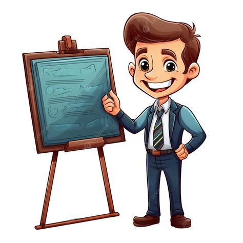 Blackboard Learning Teaching Male Teacher Cartoon School Character ...