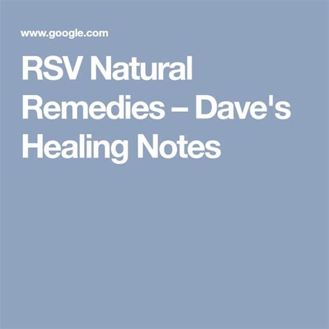 rsv natural remedies