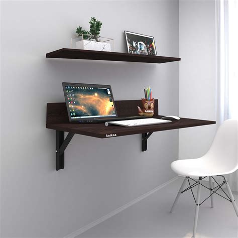 Anikaa Mady Engineered Wood Wall Mounted Folding Table/Study Table/Mini ...