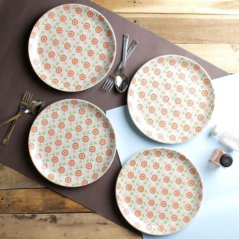 Buy miah decor Handcrafted Floral Ceramic/Stoneware Dinner Plates Set ...