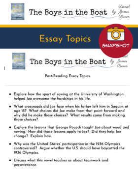 The Boys in the Boat Journal Prompts & Essay Topics / Nonfiction Resource