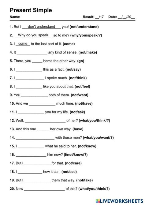 Image result for Live Worksheets Present Simple