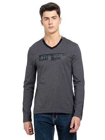 Buy Jockey Men's Regular Fit V Neck Full Sleeved T-Shirt with Graphic ...