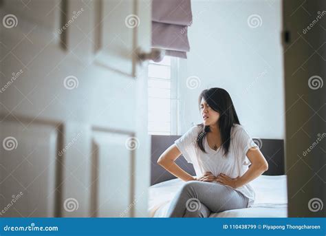 Young Woman Having Painful Stomachache,Female Suffering from Abdominal Pain while after Wake Up ...