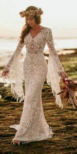 long sleeve boho wedding dresses