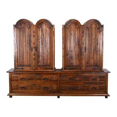 Spanish Revival Three Piece Black Walnut Dresser, 1960s For Sale at 1stDibs