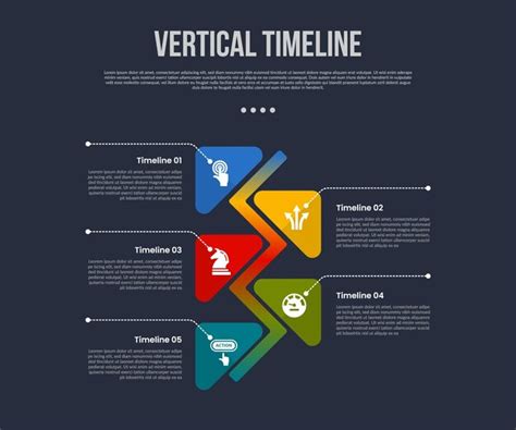 Vertical timeline business report infographic with triangle round ...