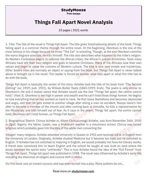 Things Fall Apart Summary Summary And Reviews Of Things Fall Apart