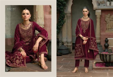 Kilory Shehzaadi Pure Velvet Embroidery Work Salwar Suit Collection