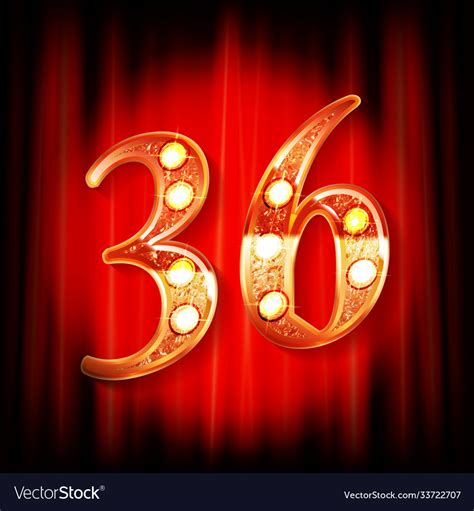 Gold numbers 36 greeting card Royalty Free Vector Image