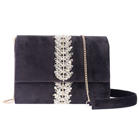 Buy Angeline Black Velvet Designer Sling Bag Online