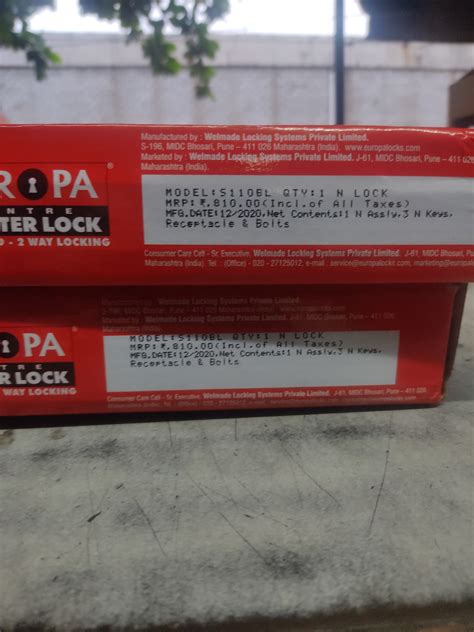 Europa Stainless Steel Finish Centre Shutter Lock S110BL 5 Pin Europa ...