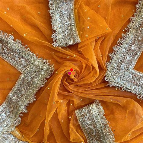 Bridal Orange Magic Embroidered Fringed Net Dupatta – anokherang