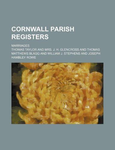 Cornwall Parish Registers; Marriages : Amazon.in: Books