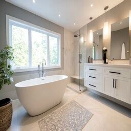 Modern Grey And White Bathroom Design With Dark Grey Bathroom Cabinet