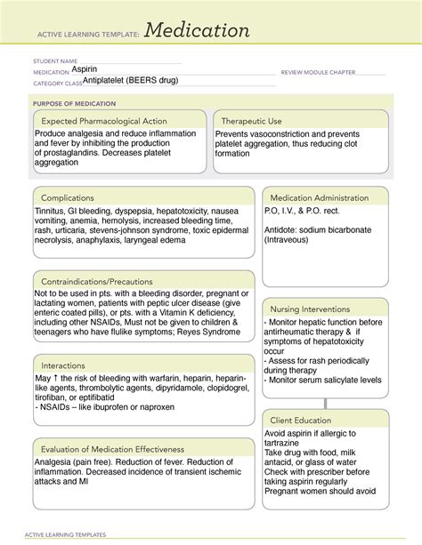 Aspirin Nursing Assessment at Evelyn Hampton blog