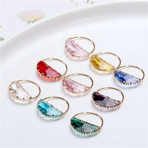 CZ 2577 Light Pink Half Round glass zircon charm 18k gold plated ( 1 p ...