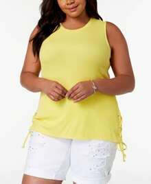 Plus Size Lace Up Tank Top | SHEIN USA