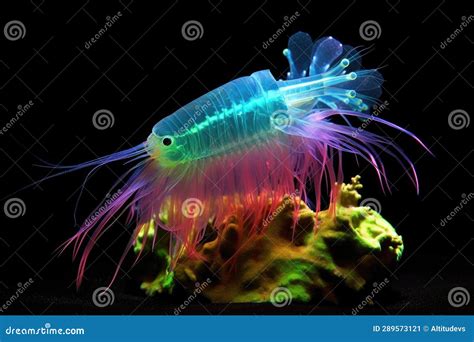 Vibrant Deep-sea Shrimp Emitting Bioluminescent Sparks Stock Image ...