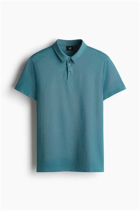 COOLMAX® Slim Fit Polo shirt - Dark turquoise - Men | H&M IN