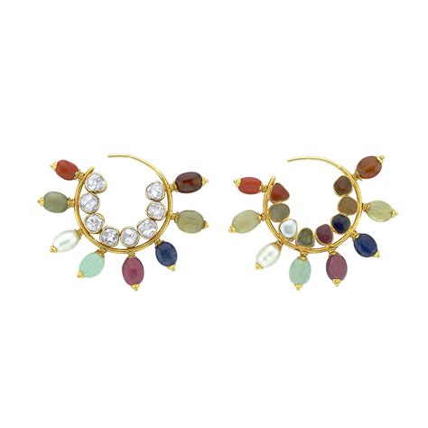 Navartan Reversible Polki Studs Earrings by Mohar Fine Jewellery