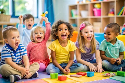 Premium Photo | Happy Children Playing Together in a Classroom
