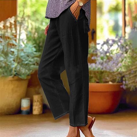 IDALL Linen Pants Women Petite Pants Women Spring And Summer Casual ...