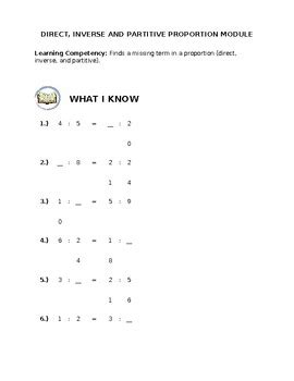 Image result for Direct Inverse and Partitive Proportion