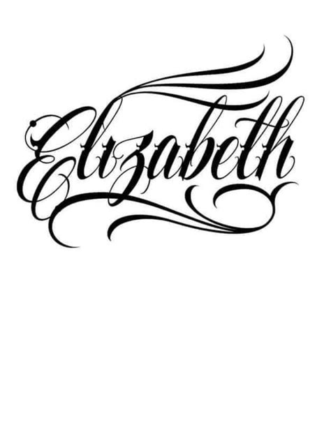 Elegant Cursive Writing of the Name Elizabeth