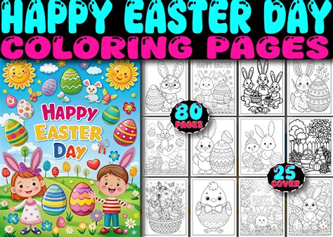 Happy Easter Day Coloring Pages for Kids Graphic by Cute Designer ...