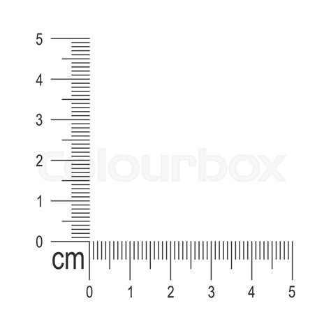 5 centimeter corner ruler template. Measuring tool with vertical and ...