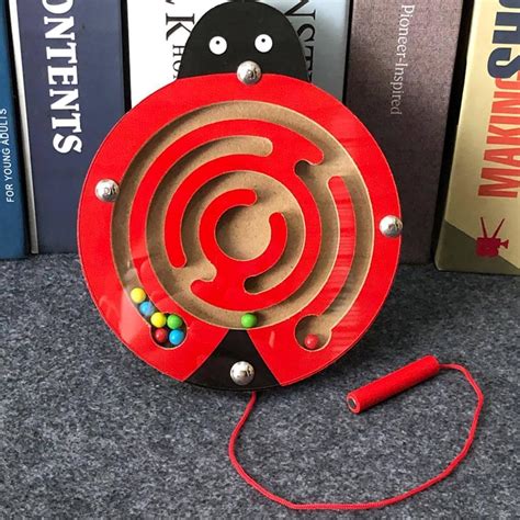 Buy Wooden Maze Board Game with Magnetic Pen Driving Lady Bug Shape ...