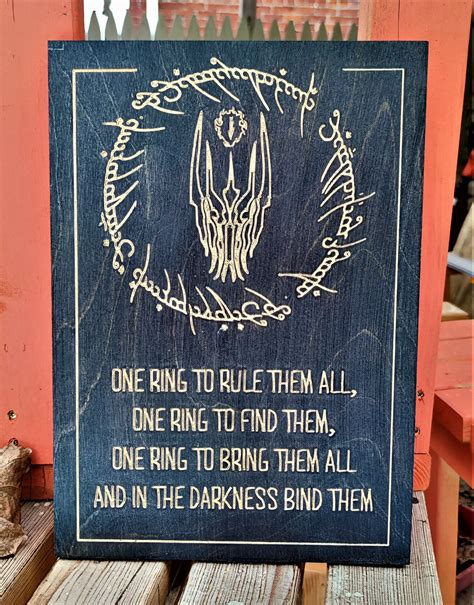 Lord of the Rings LOTR Sauron One Ring Inscription Carve Wood Sign Wal ...