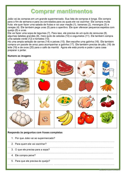 Compreensão de textos - Compra…: English ESL worksheets pdf & doc
