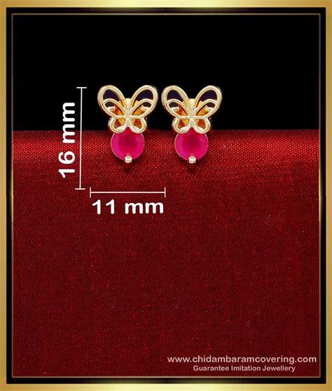 Buy Unique Ruby Single Stone Butterfly Earrings Studs