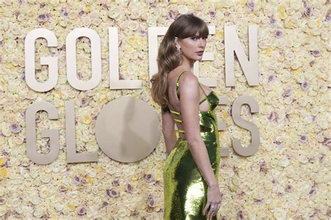 2024 Golden Globes fashion: Taylor Swift stuns in shimmery green ...